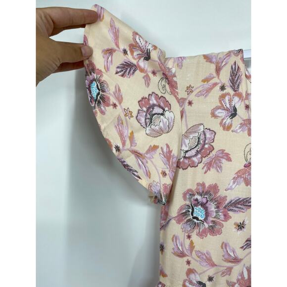 Japna Womens Pink Floral Patterned Flutter Sleeve Dress NEW XS - Picture 4 of 10